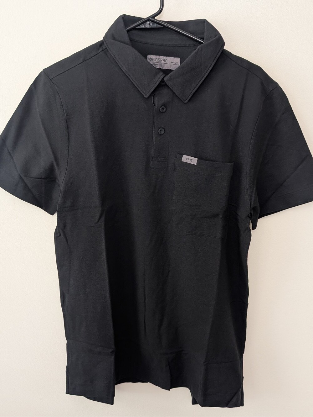 FIGSPRO Scrub Polo Shirt Mens Medium Black Technical Pique Workwear M22WW1004